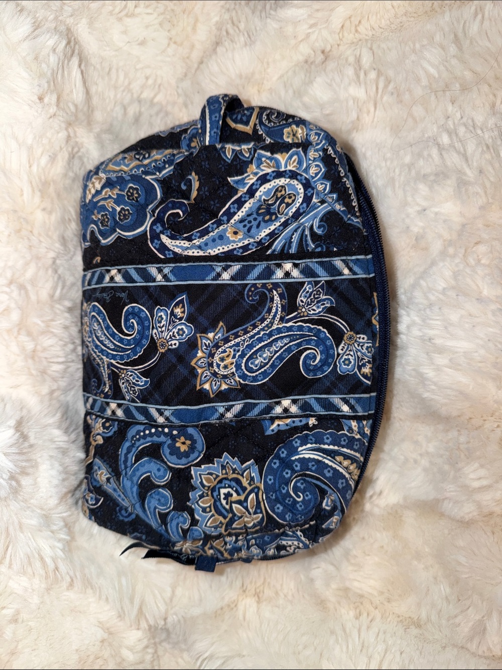 Vera Bradley Navy and Light Blue Floral Quilted Cosmetic Pouch